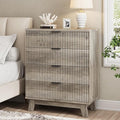 Fluted Nightstand, 31.5" Wide Side Table by Xixini