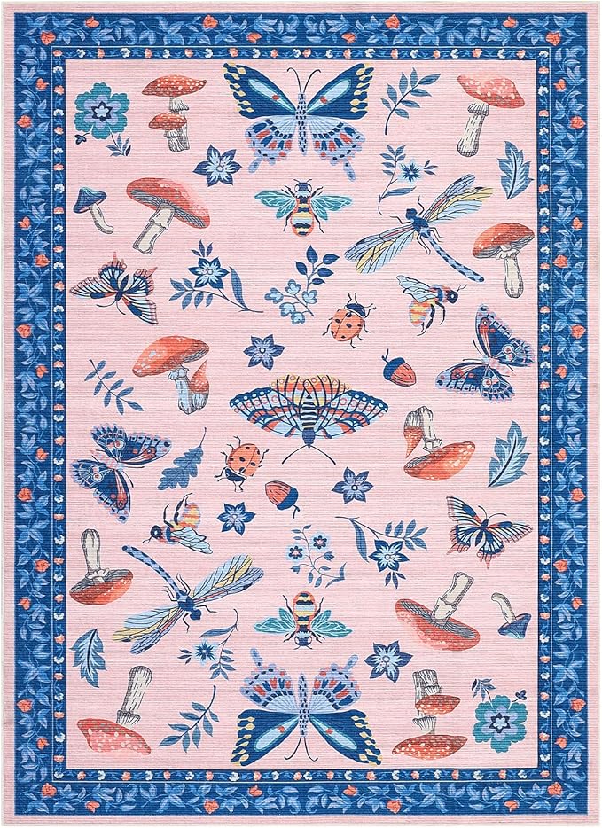 Mushroom Insect 8x10 Area Rugs, Washable Rugs - Image 4