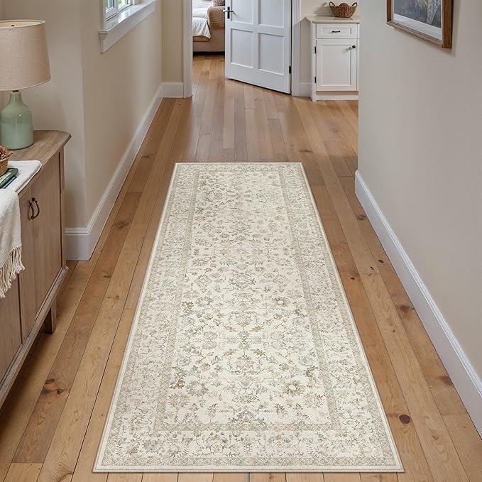 2x6 Taupe Runner Rug Hallway Non Slip Kitchen Vintage Distressed Long Carpet - Image 3