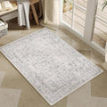 Gray Entryway Area Rug 2x3 Door Mat Machine Washable Kitchen Vintage Distressed by PureCozy