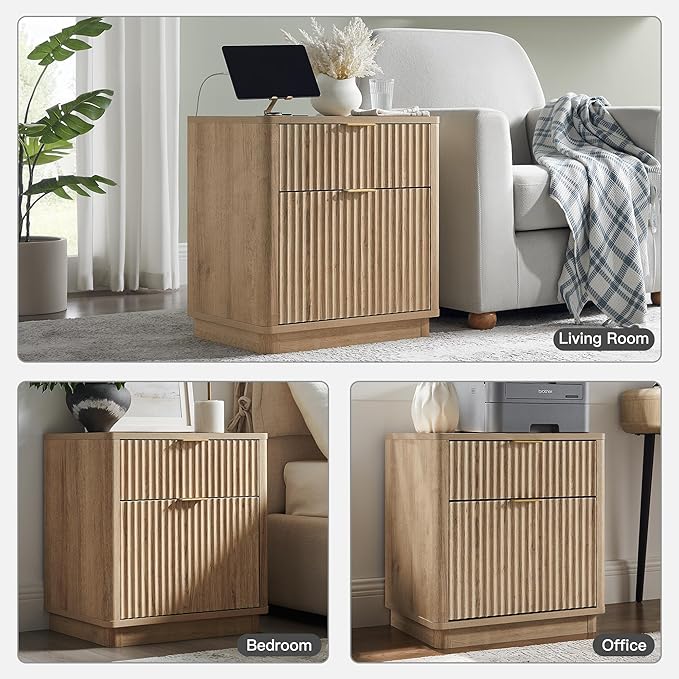 T4TREAM 23'' Fluted Nightstand Set of 2 - Image 7