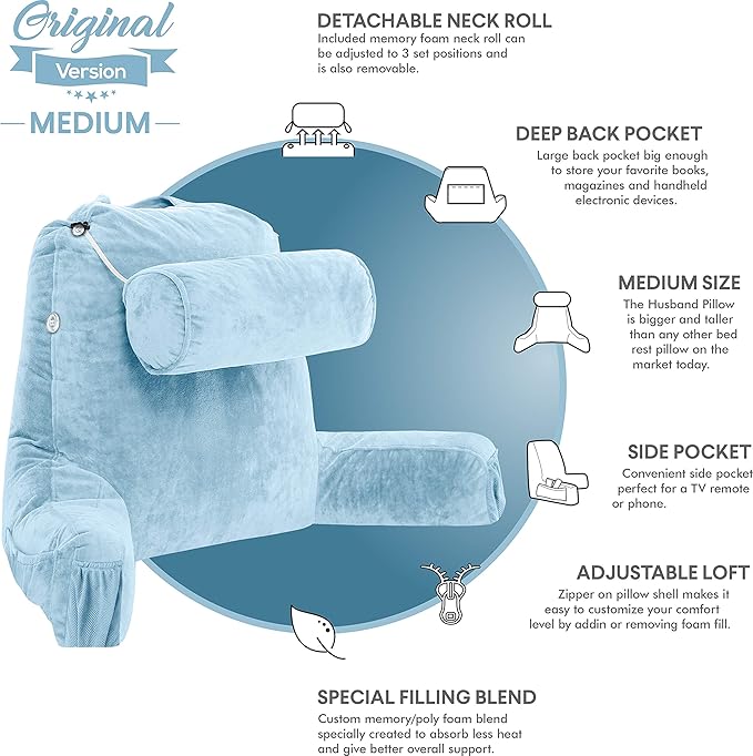 Husband Pillow Medium Sky Blue, Backrest - Image 5