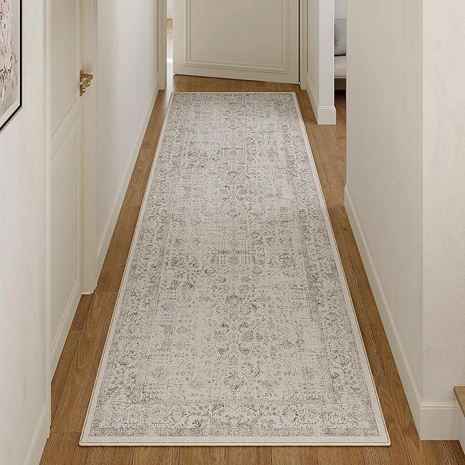 Gray Runner Rug 3x7 Hallway Machine Washable Kitchen Vintage Distressed Non - Image 5