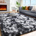 PAGISOFE Black White Rugs for Living Room 6x9, Shag Fuzzy Fluffy Washable Rugs by PAGISOFE