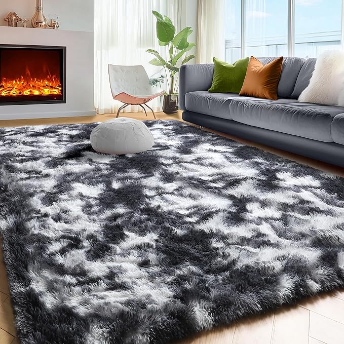 PAGISOFE 9x12 Area Rugs Living Room, Extra Large Black White Grey Machine - Image 3