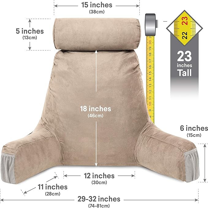 Husband Pillow Medium Aspen Edition Cowboy Taupe, Sit Up Reading & Bed Rest - Image 4