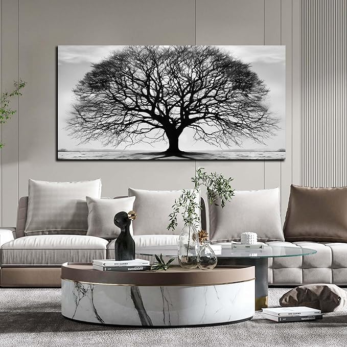 Prepeyssee Tree of Life Wall Art Large Artwork Black and White Wall Art Modern - Image 3