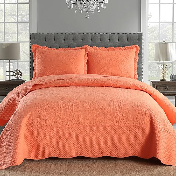 MarCielo 3-Piece 100% Cotton Oversized Bedspread Lightweight Quilt Coverlet by MarCielo