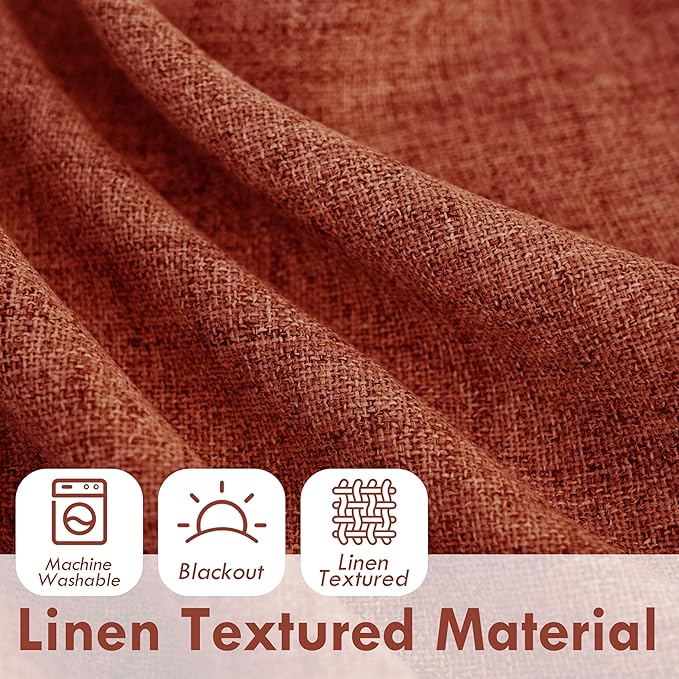 DriftAway Double Layer Linen Blackout Tie Up Curtains Thermal Insulated Fully - Image 3
