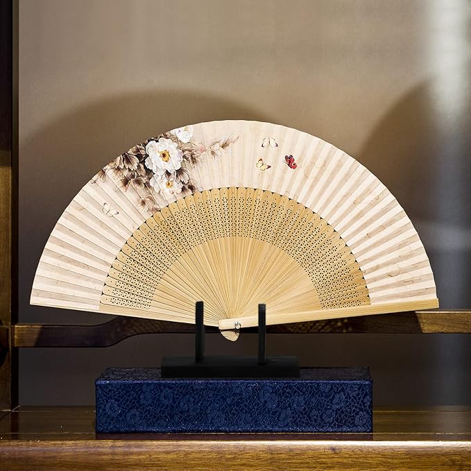 VOSAREA Bamboo Japanese Folding Fan Stand Holder Handheld Fan Display Stand - Image 9