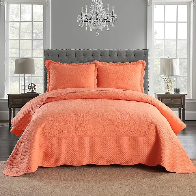 MarCielo 3-Piece 100% Cotton Oversized Bedspread Lightweight Quilt Coverlet - Image 8