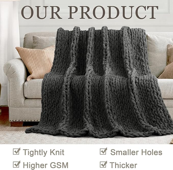 Chunky Knit Throw Blanket 50"X 60", 100% Handmade - Image 4