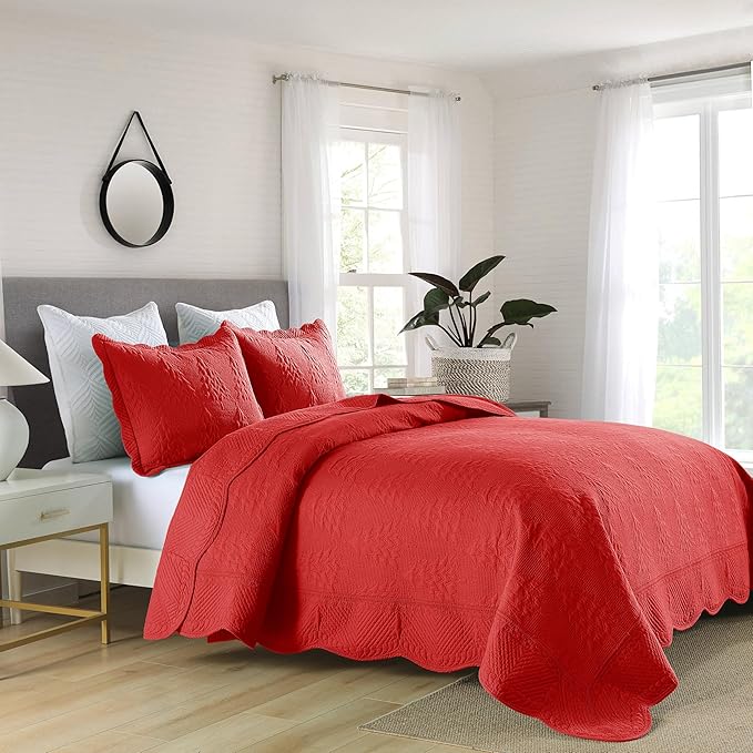 MarCielo 3-Piece Christmas Quilt 100% Cotton Oversized Bedspread Lightweight - Image 2