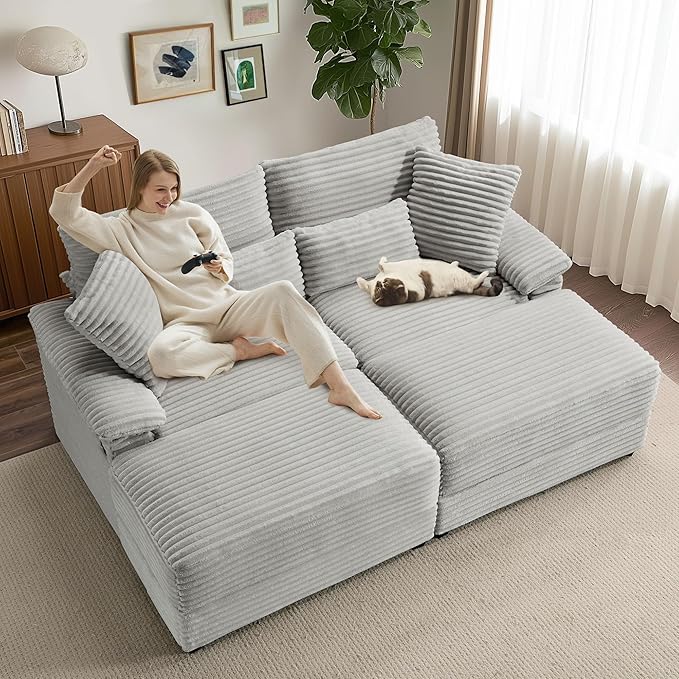 SUNWAVE 74" Double Chaise Lounge Chair Indoor, Oversized Loveseat - Image 3