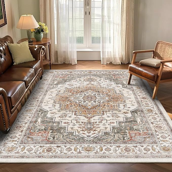 5x7 Area Rugs for Living Room Ultra-Soft Washable Rug Vintage Distressed Boho - Image 2