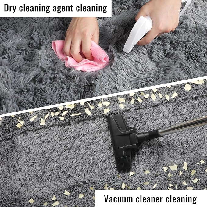 PAGISOFE Grey Fluffy Rugs for Bedroom 4x6 Area Rug Shag Rug for Kids Room Furry - Image 6