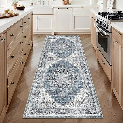2x6 Vintage Runner Rug Low Pile Runners Non-Slip Machine Washable Rug Retro by NakedCloud