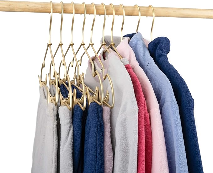 16.5" Adult Gold Metal Clips Pants Coat Clothes Hangers, 30 Pack Coat Suit - Image 8