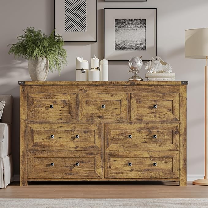 7-Drawer Dresser, Modern Wooden Storage Chest of Drawers, Dresser TV Stand - Image 3