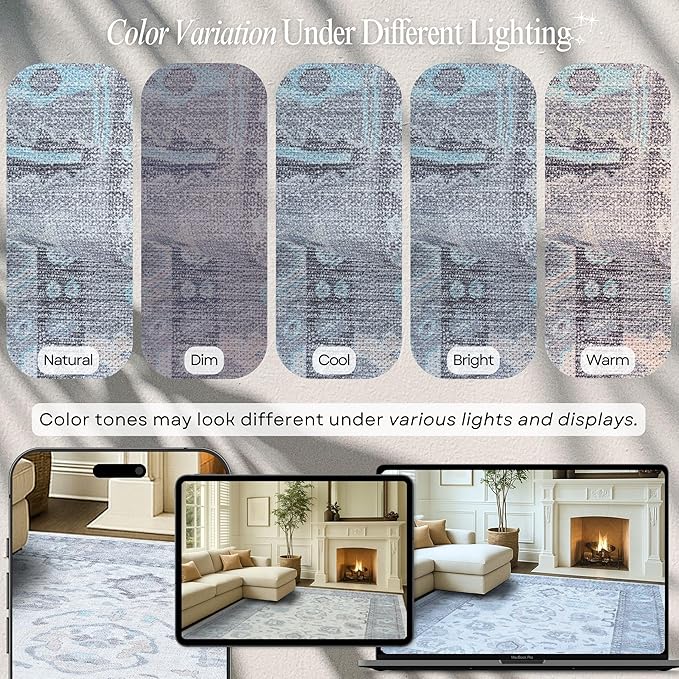 Fame Rugs Gray Modern Oushak Rug 5x7, Washable Vintage Turkish Colorful - Image 4