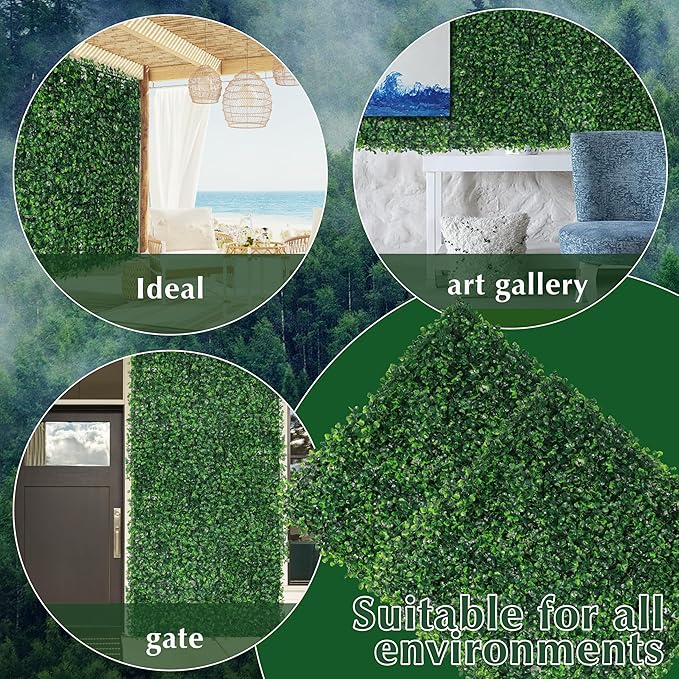 Ogrmar 12 PCS 20"x 20" Artificial Boxwood Panels Topiary Hedge Plant, Privacy - Image 6