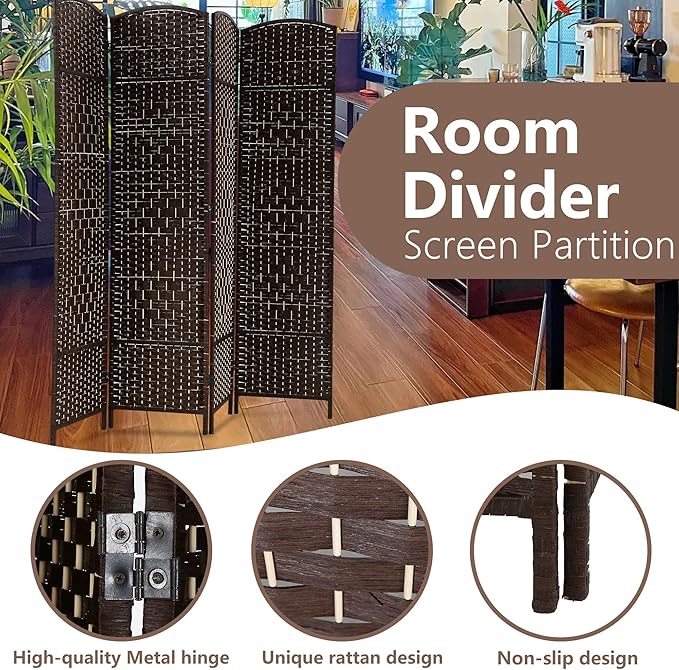 FDW Room Divider 6FT Wooden Screen Folding Privacy Screens Portable Wall - Image 5