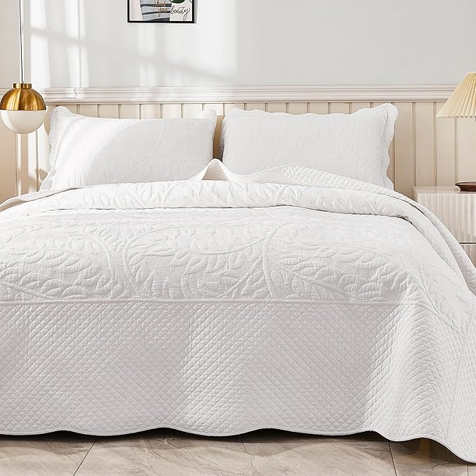 MarCielo 3-Piece 100% Cotton Oversized Bedspread Lightweight Quilt Coverlet by MarCielo