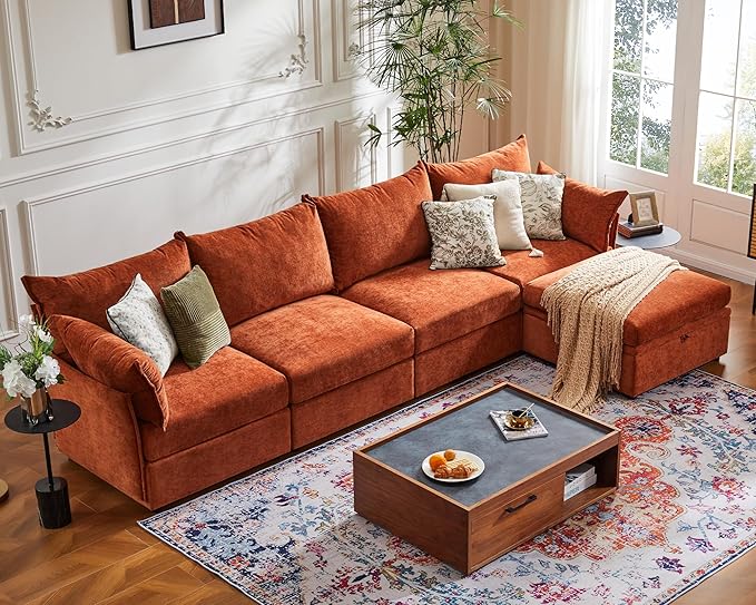 ABCASA 134.6" Luxury Modular Sectional Convertible Sofa by ABCASA