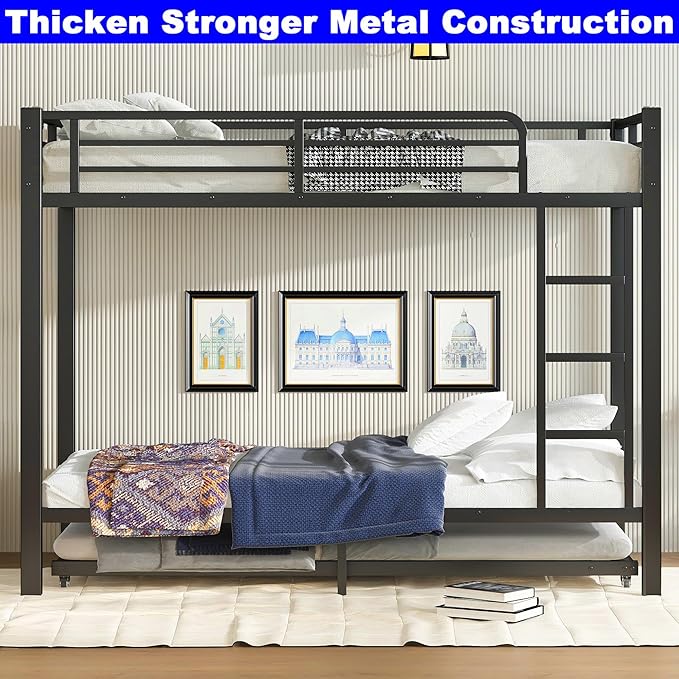 Upgraded Version Thicken Stronger Metal Heavy-Duty Twin XL Bunk Bed - Image 3
