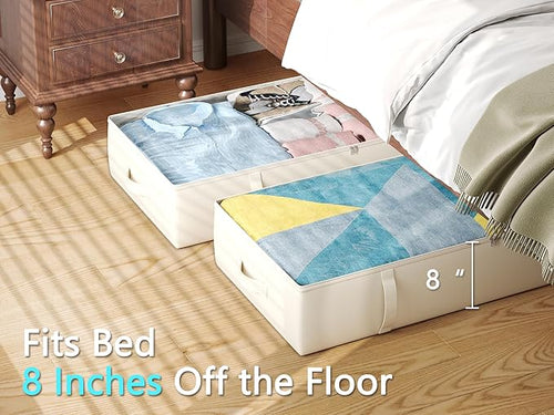2-Pack Under Bed Storage Containers, 8 Inches Tall Underbed Clothes Storage - Image 2
