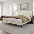 King Size Bed Frame with Fabric Upholstered Headboard, Platform Bed with Wooden by HAOARA