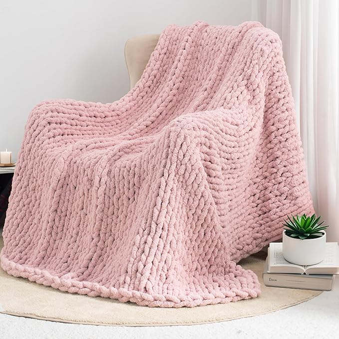 Chunky Knit Throw Blanket 50"X 60", 100% Handmade - Image 8