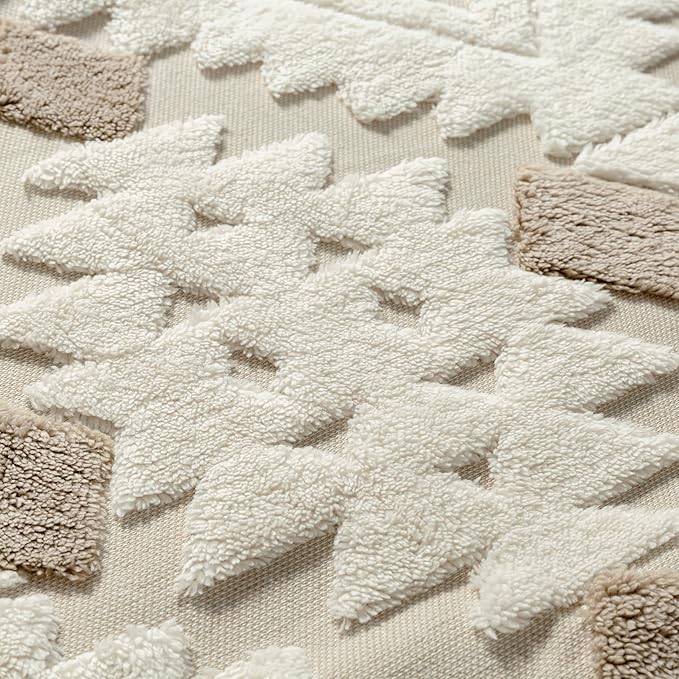 Ivory Brown 5x7 Area Rug Washable Living Room Moroccan Shag Carpet Non Slip - Image 6