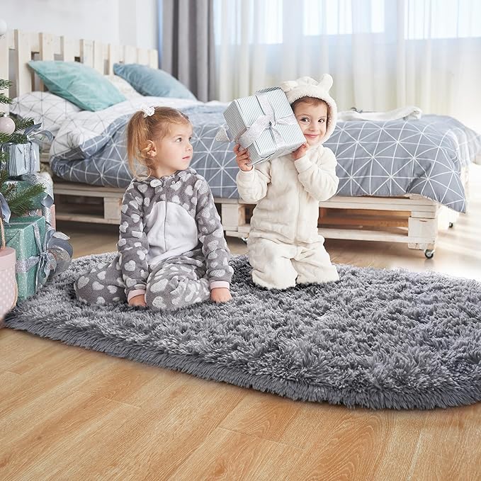 Noahas Fluffy Grey Rugs for Bedroom Living Room, Shag Hallway Runner Rug - Image 8