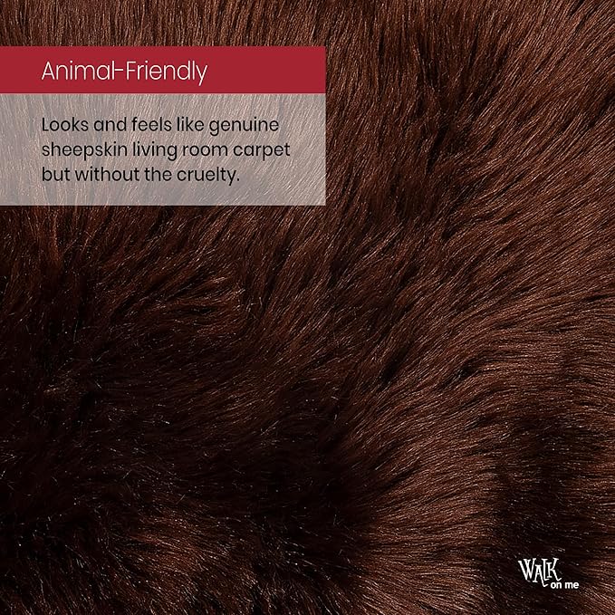 Silky Soft Faux Fur Rug, 2 ft. x 6 ft. Brown Fluffy Rug, Sheepskin Area Rug - Image 6