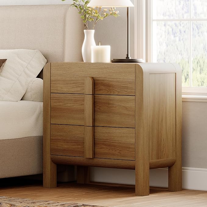 WAMPAT Modern 3 Drawer Nightstand, 31.5" Tall Nightstand - Image 4