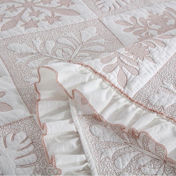 MarCielo 3-Piece 100% Cotton Oversized Bedspread Lightweight Quilt Coverlet - Image 6