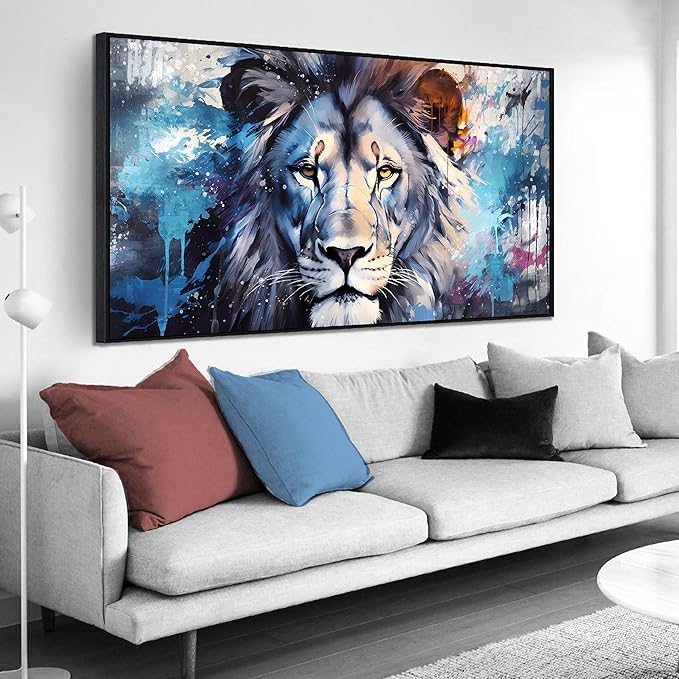 Lion Wall Art for Living Room, Animal Canvas Wall-Decor for Bedroom, Large Size by ENTANUB