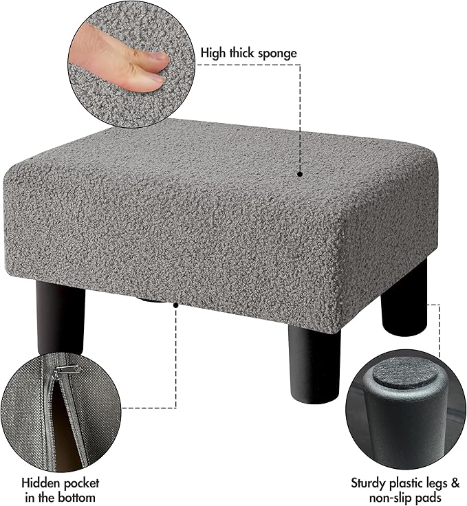 BRIAN & DANY Small Foot Stool Ottoman, Footstool - Image 6