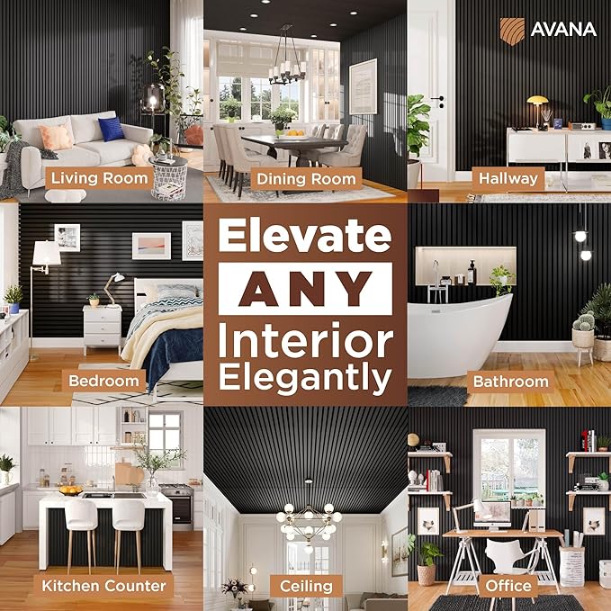 Avana Modern Acoustic Wood Wall Panels – 94.4 X 12.6 Inch Black Oak Acoustic - Image 3