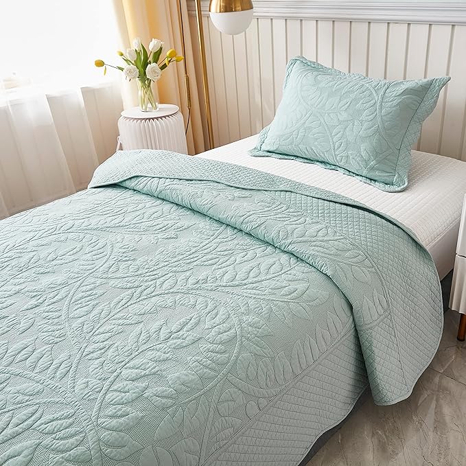 MarCielo 3-Piece 100% Cotton Oversized Bedspread Lightweight Quilt Coverlet - Image 2