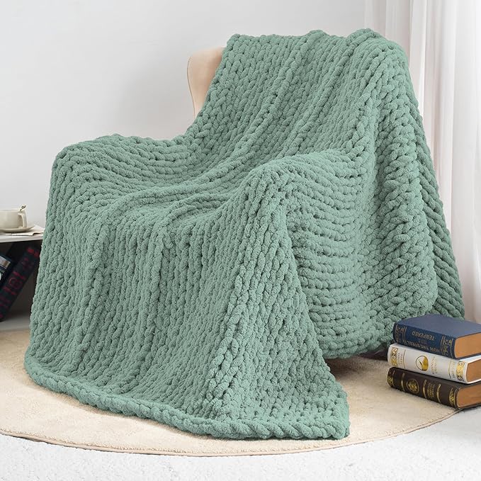 Chunky Knit Throw Blanket 60"X 80", 100% Handmade - Image 9