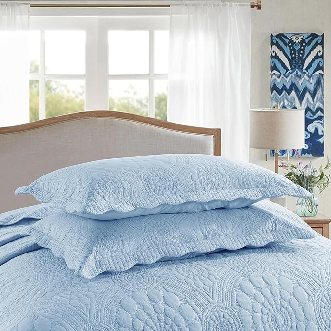 MarCielo 3-Piece 100% Cotton Oversized Bedspread Lightweight Quilt Coverlet - Image 6