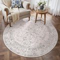 Grey Round Area Rug 3ft Entryway Door Mat Small Circle 3x3 Kitchen Vintage by PureCozy