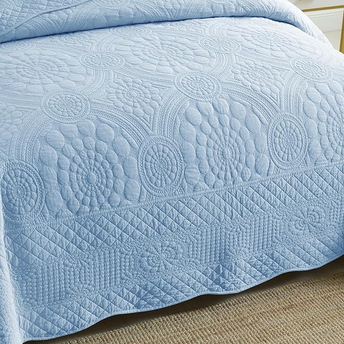 MarCielo 3-Piece 100% Cotton Oversized Bedspread Lightweight Quilt Coverlet - Image 4