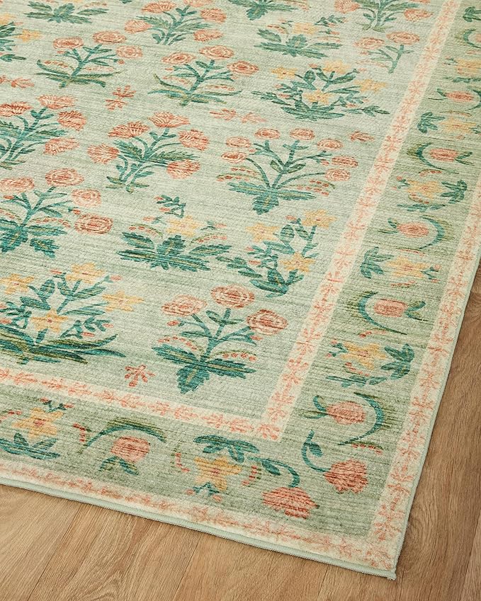 Loloi Rifle Paper Co. Eden Collection EDE-01 Mughal Rose Moss 2'-3" x 3'-9" - Image 7