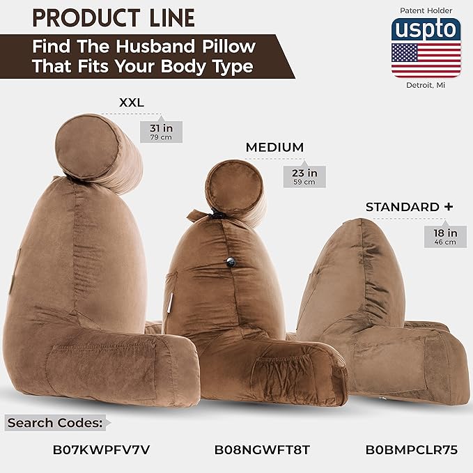 Husband Pillow Medium Aspen Edition Saddle Brown, Sit Up Reading & Bed Rest - Image 5