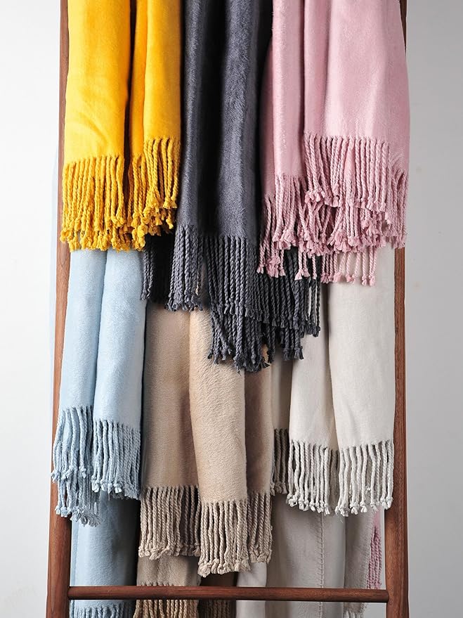 EP Mode Fringed Mulberry Silk Throw Blanket - Image 5