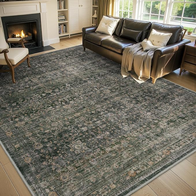 MontVoo-Vintage Area Rugs 8X10 Green Rugs by MontVoo