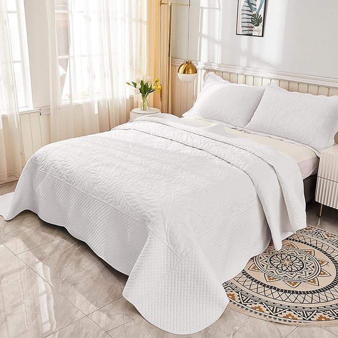 MarCielo 3-Piece 100% Cotton Oversized Bedspread Lightweight Quilt Coverlet - Image 3